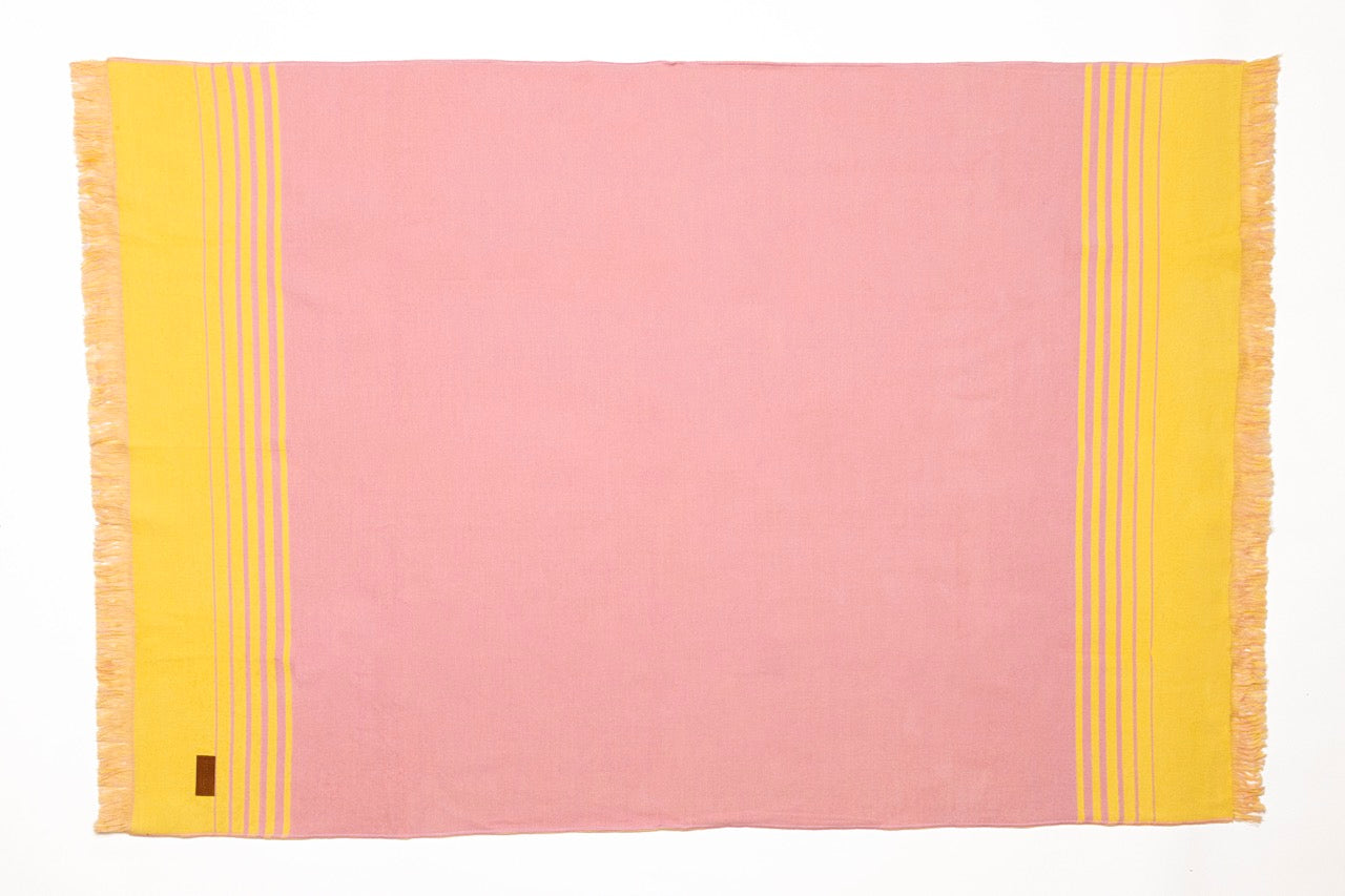 Miami - Pink and Yellow Luxury Throw Blanket
