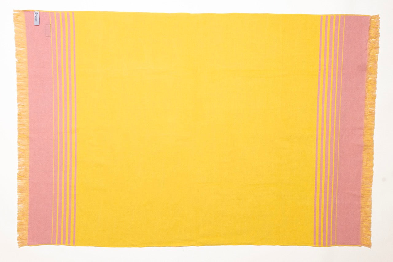 Miami - Pink and Yellow Luxury Throw Blanket