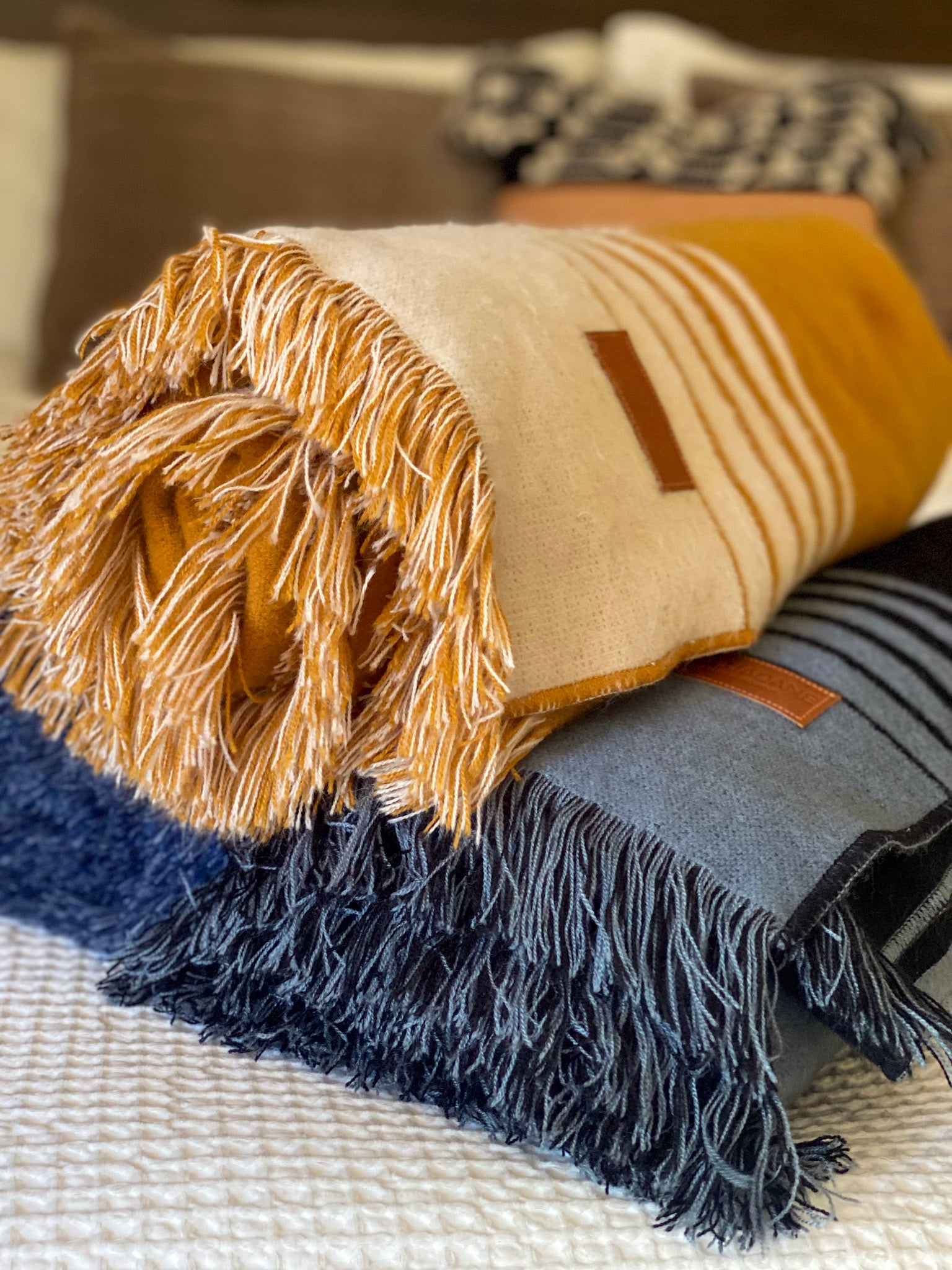 Stockholm - Blue and Gray Luxury Throw Blanket