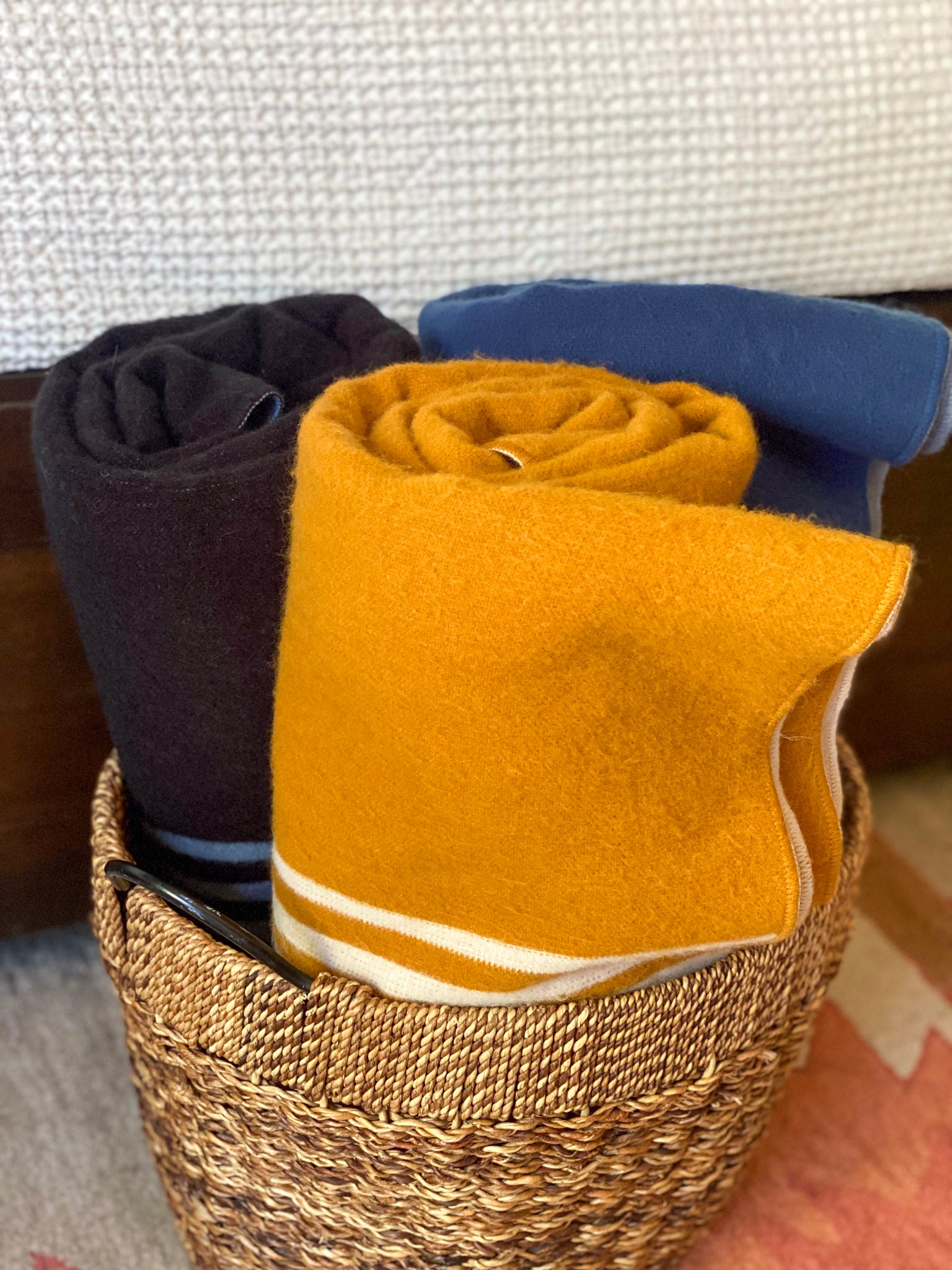 Stockholm - Blue and Gray Luxury Throw Blanket