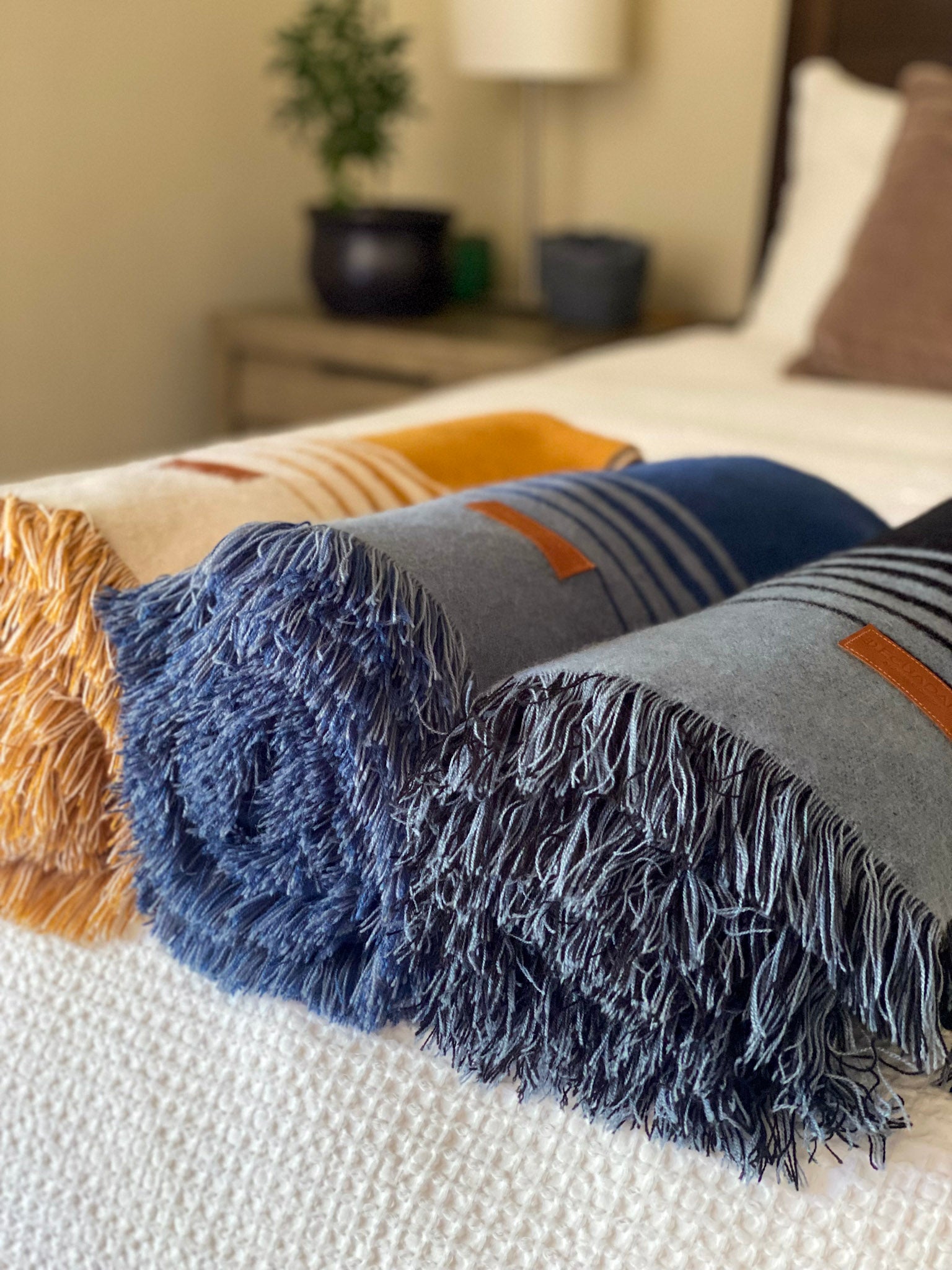 Stockholm - Blue and Gray Luxury Throw Blanket