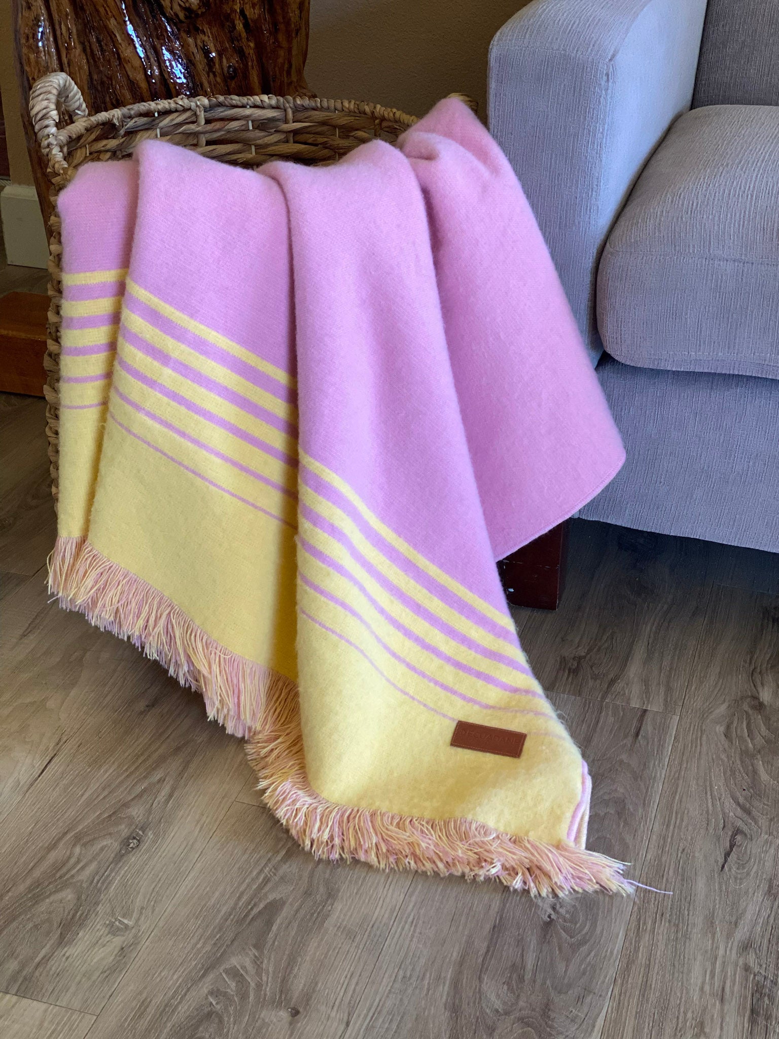 Miami - Pink and Yellow Luxury Throw Blanket