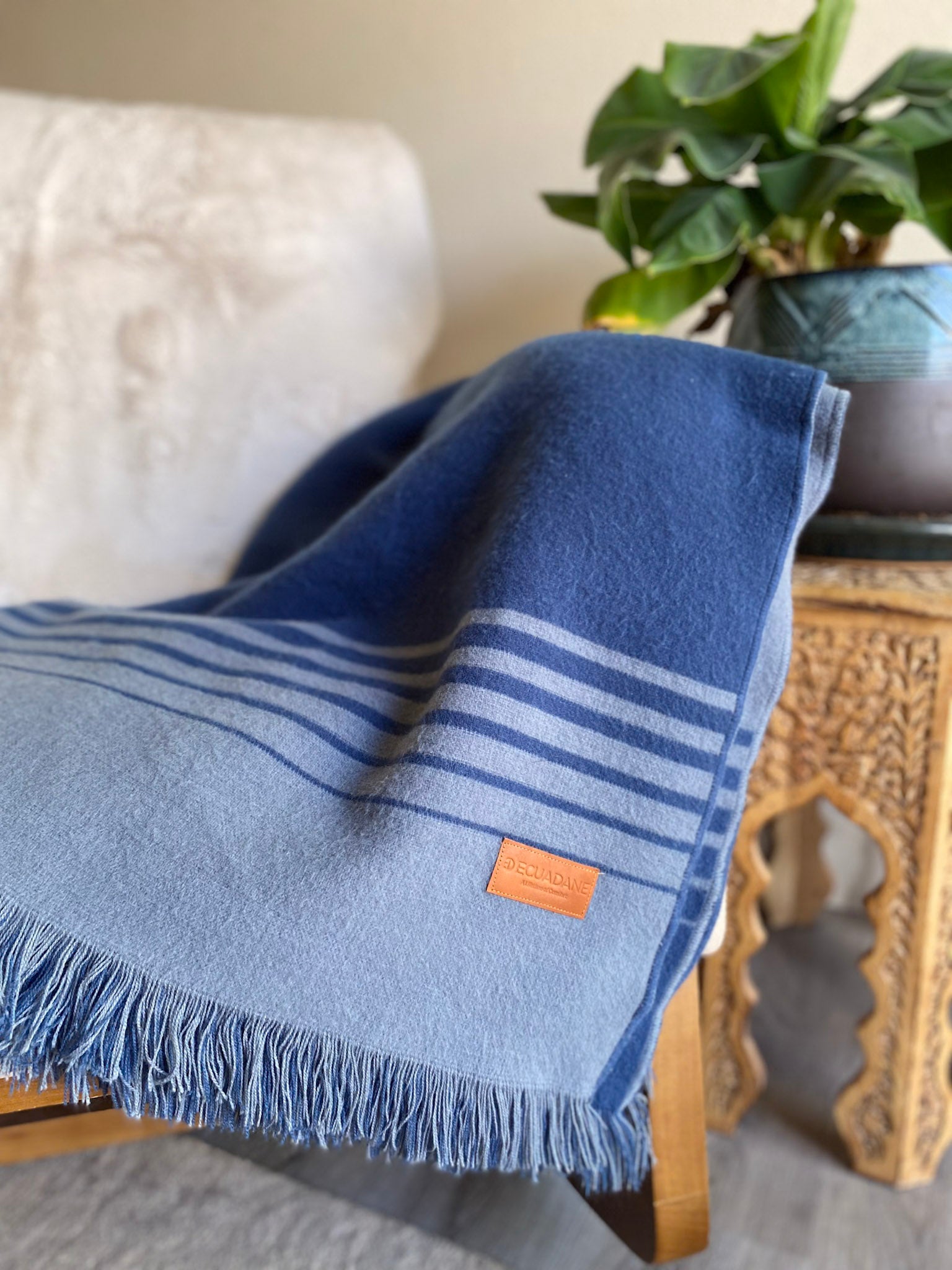 Stockholm - Blue and Gray Luxury Throw Blanket