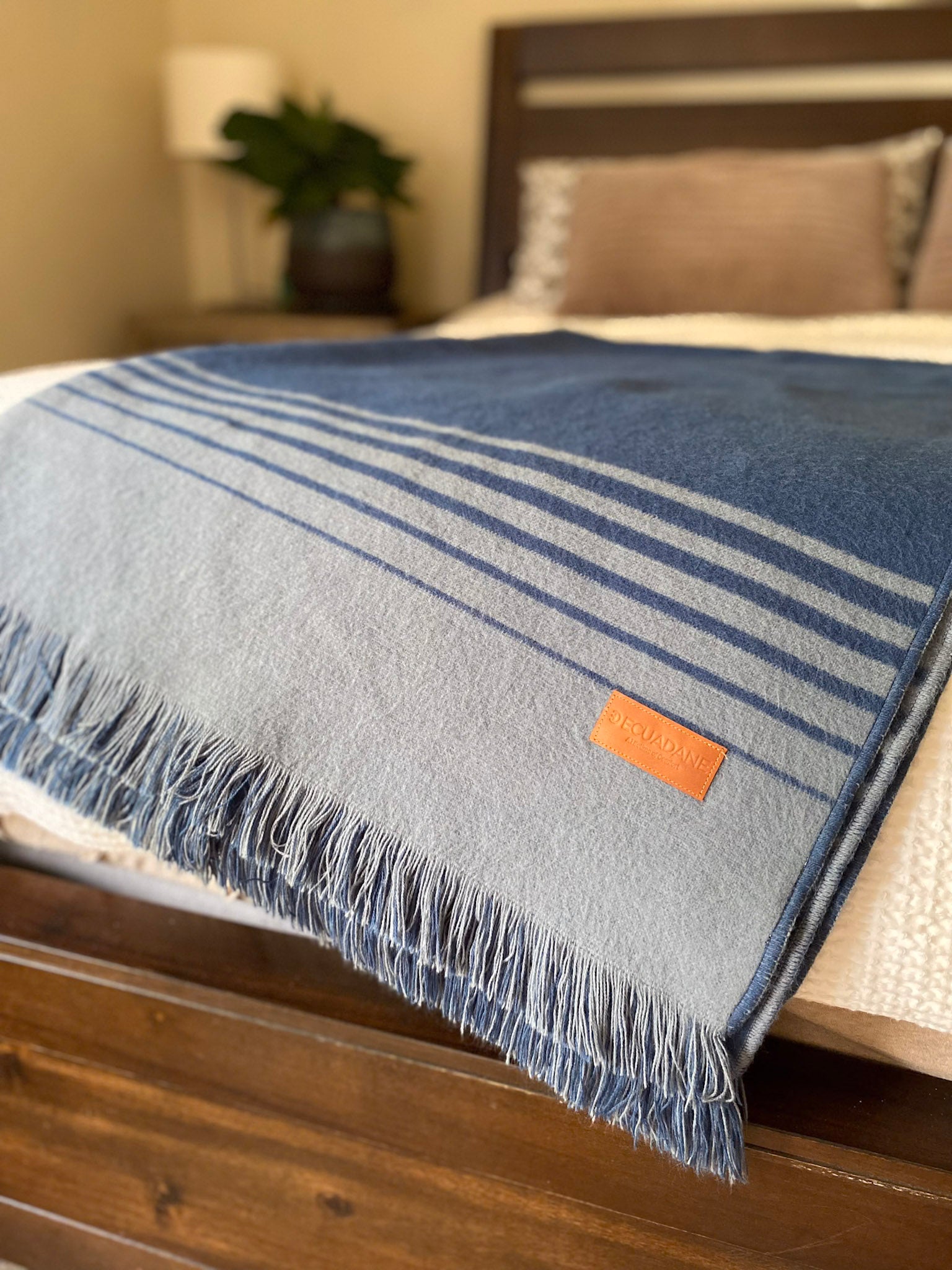 Stockholm - Blue and Gray Luxury Throw Blanket