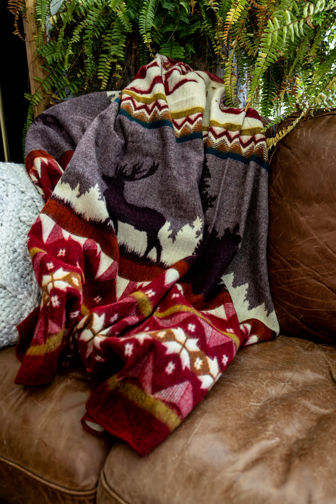 Artisan-Made Winter Blanket - Red Ski Adventure