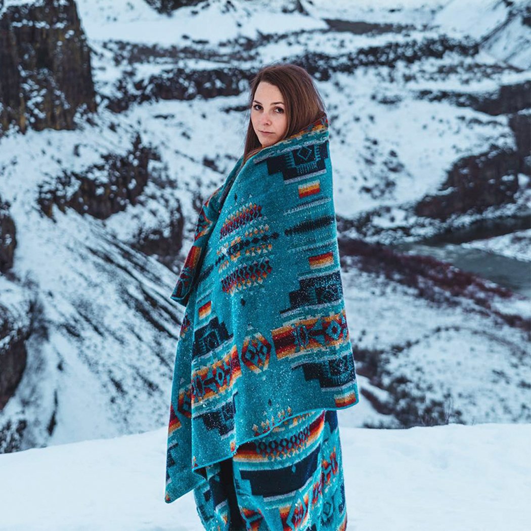 Artisan-Made Southwestern Queen-Sized Blanket - Andes Ocean