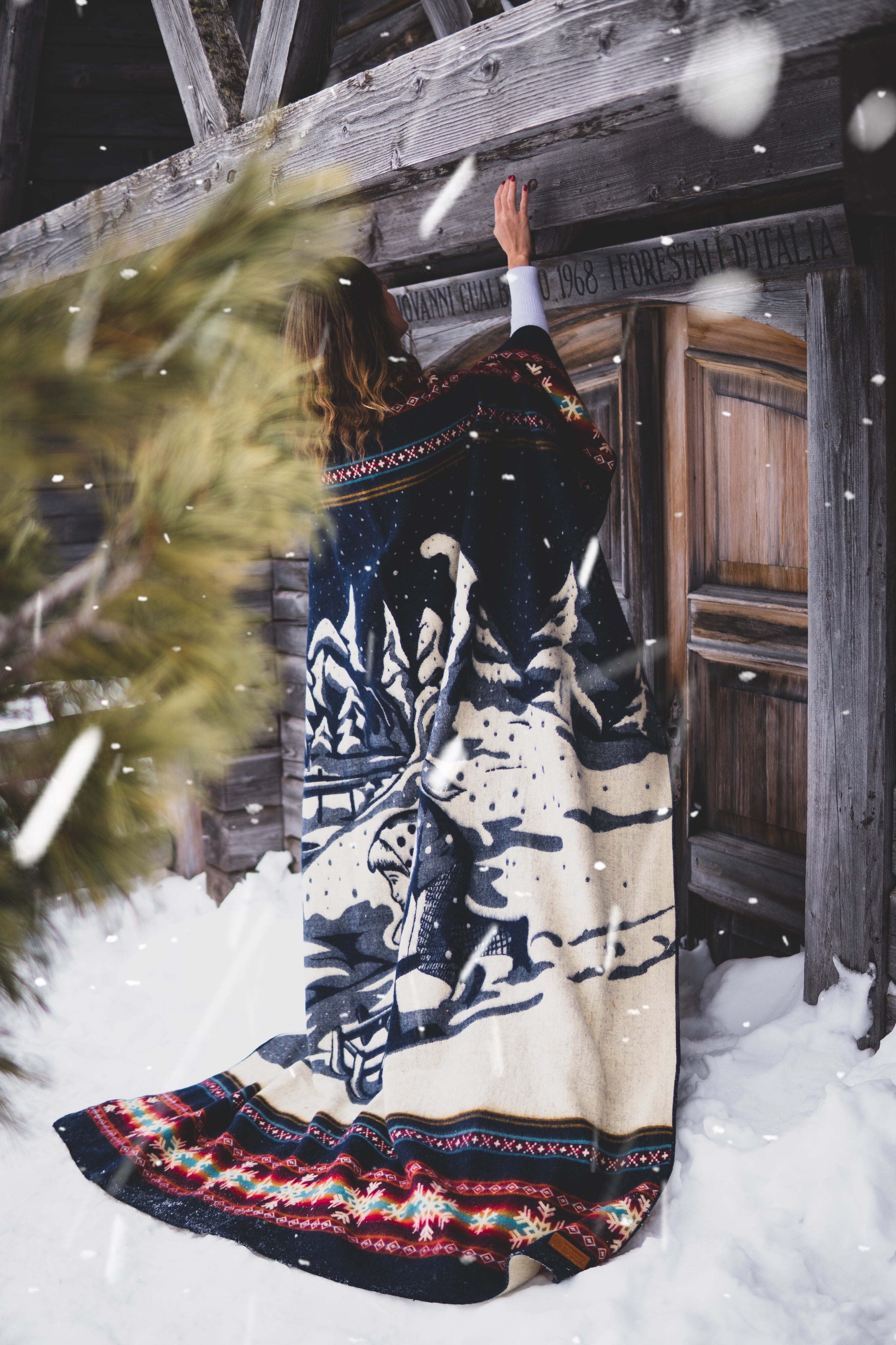 Artisan-Made Winter Blanket - Kids Sledding Adventure