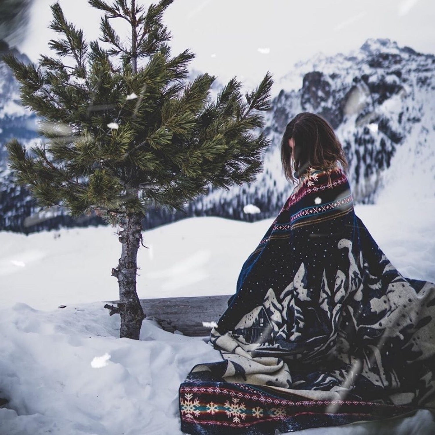 Artisan-Made Winter Blanket - Kids Sledding Adventure