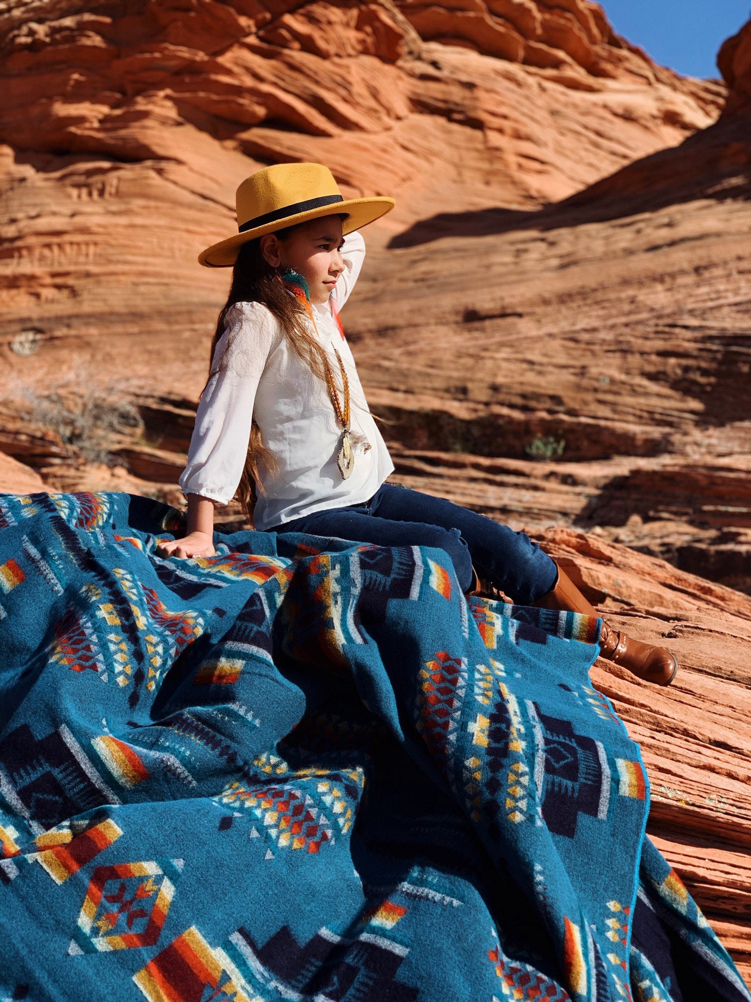 Artisan-Made Southwestern Queen-Sized Blanket - Andes Ocean