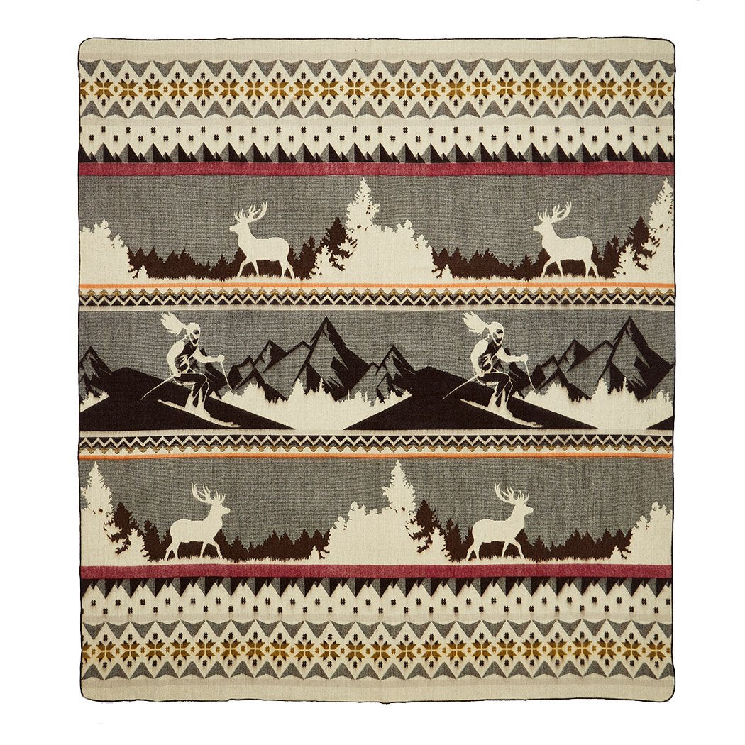 Artisan-Made Winter Blanket - Brown Ski Adventure