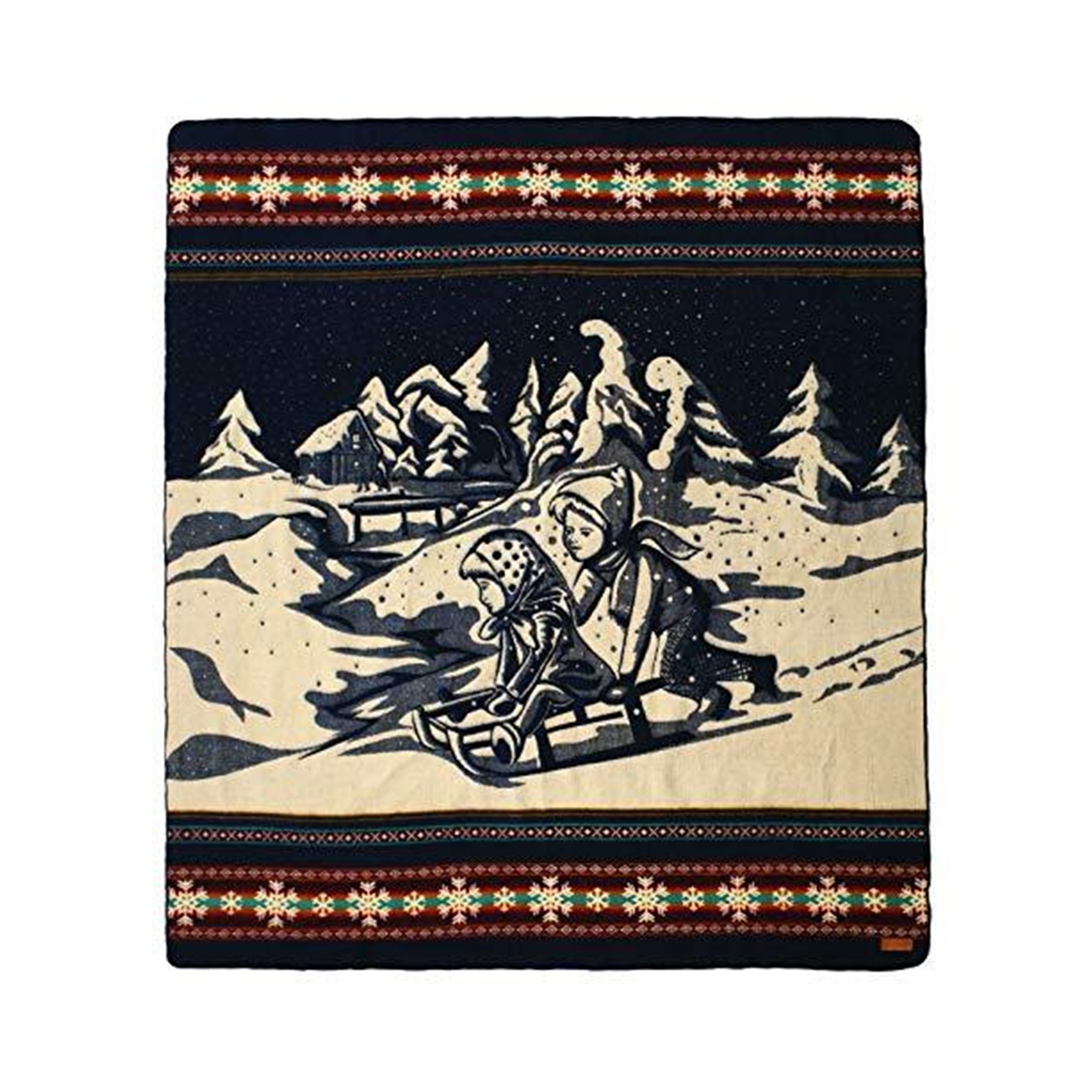 Artisan-Made Winter Blanket - Kids Sledding Adventure