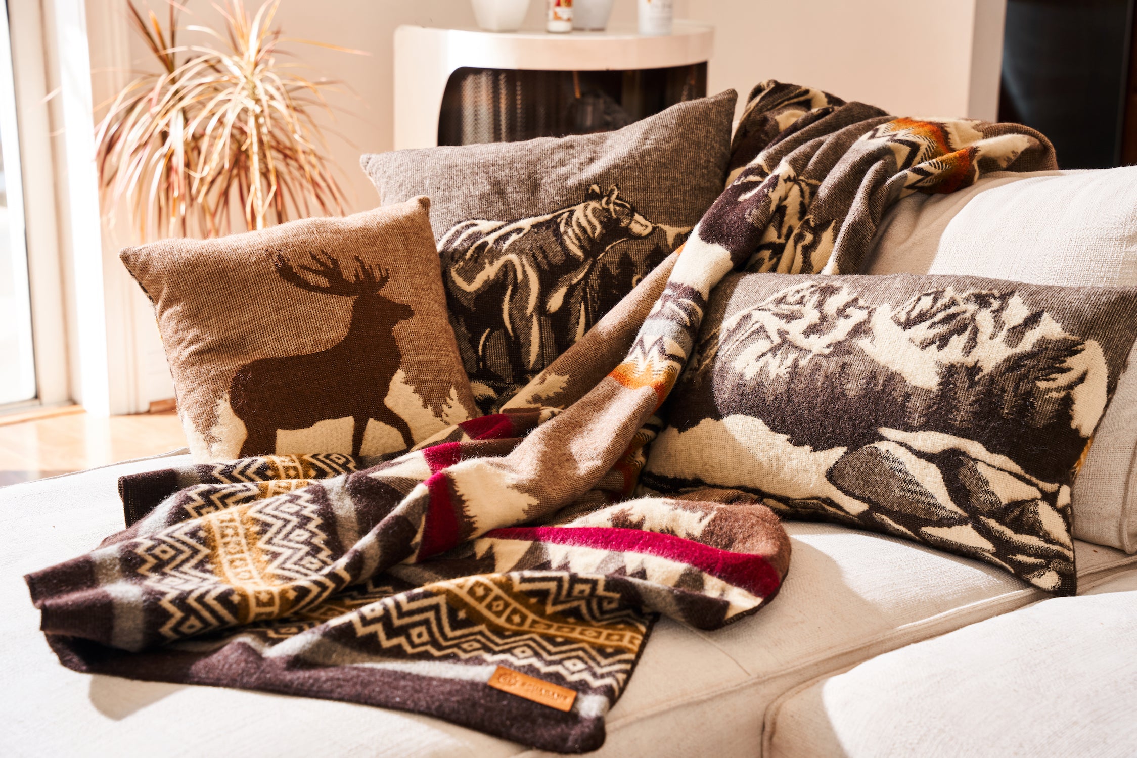 Artisan-Made Lumbar Mountain Range Pillowcase with Southwestern Design