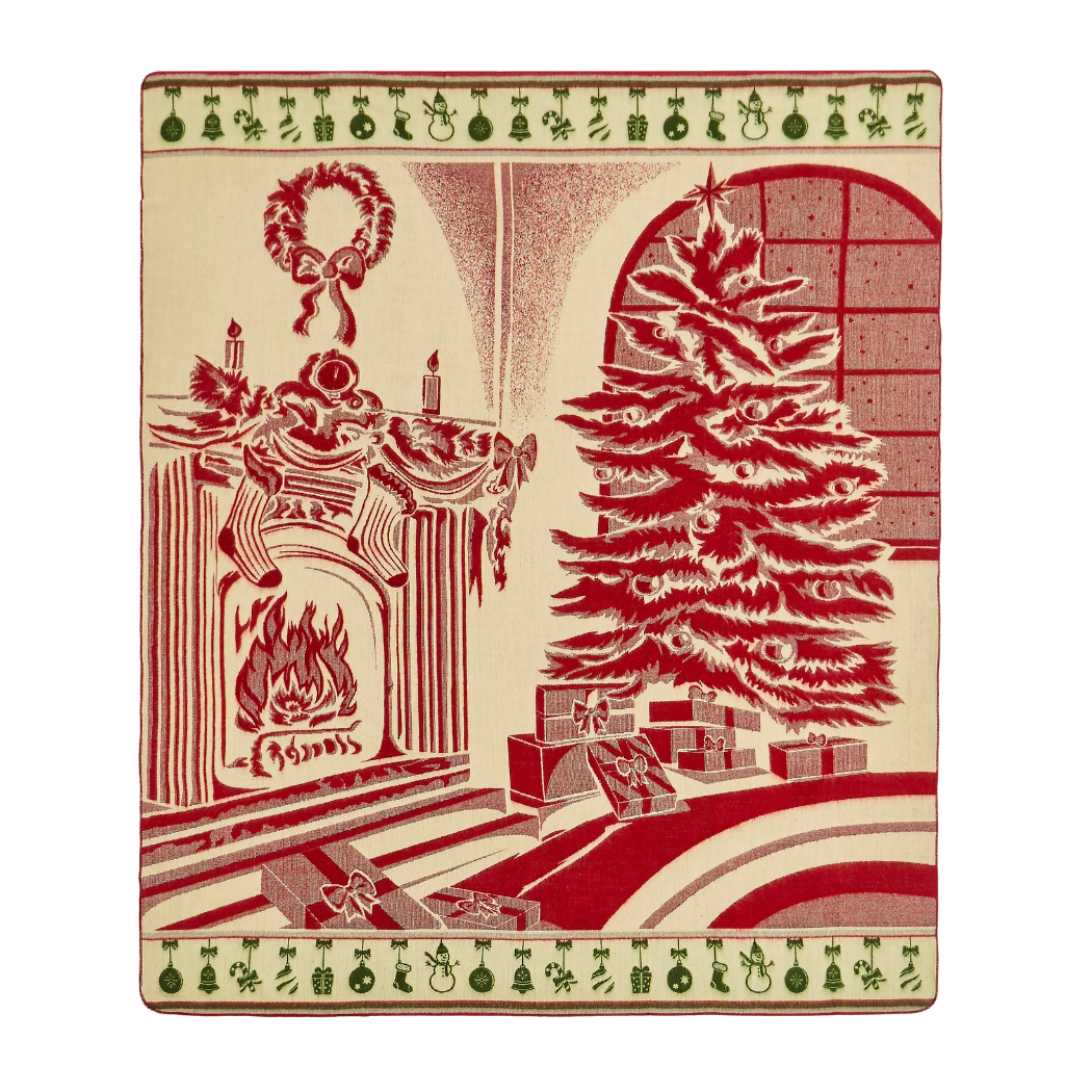 Artisan-Made Winter Blanket - Red Christmas