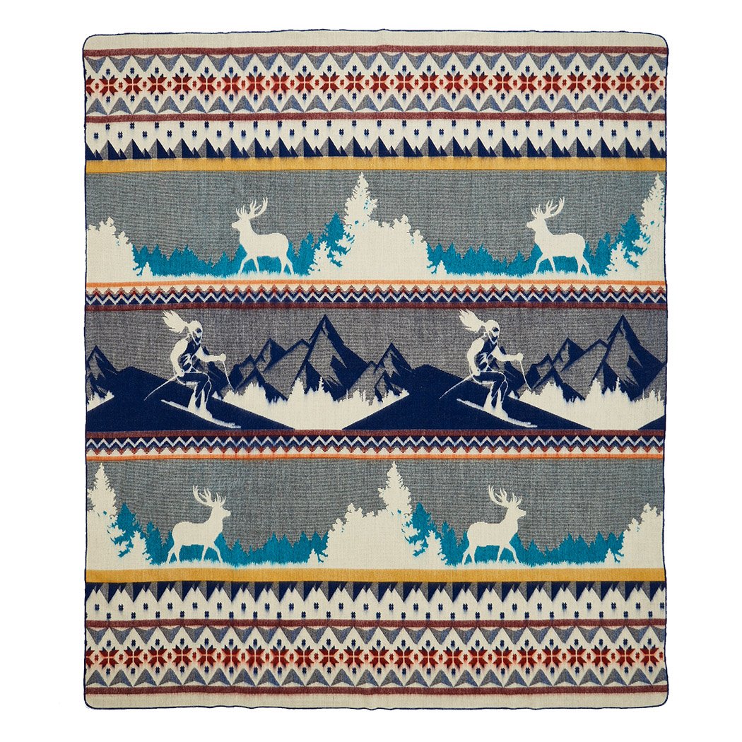 Artisan-Made Winter Blanket - Blue Ski Adventure