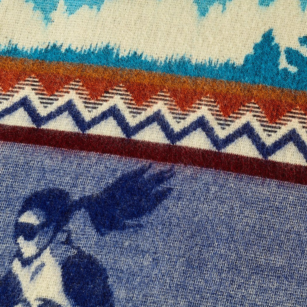 Artisan-Made Winter Blanket - Blue Ski Adventure