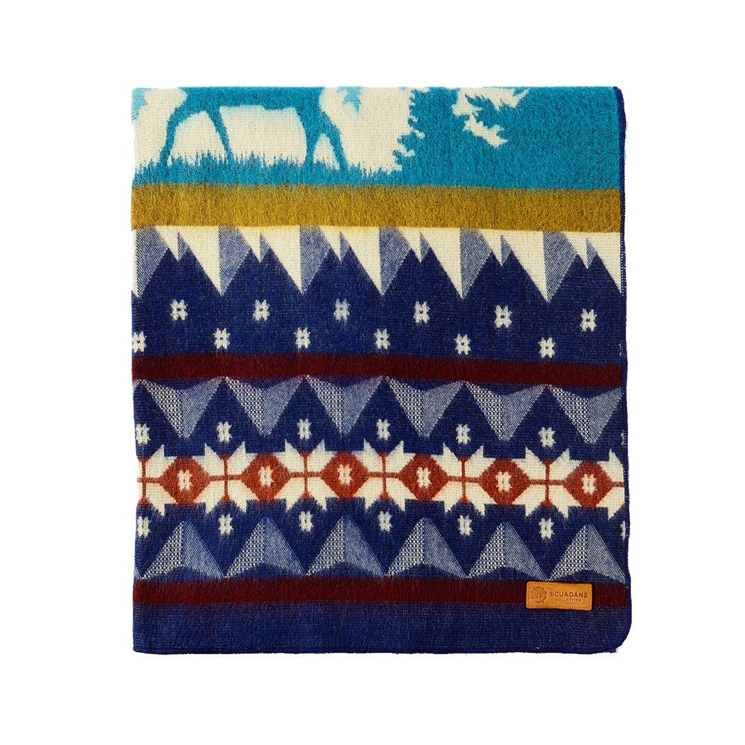 Artisan-Made Winter Blanket - Blue Ski Adventure