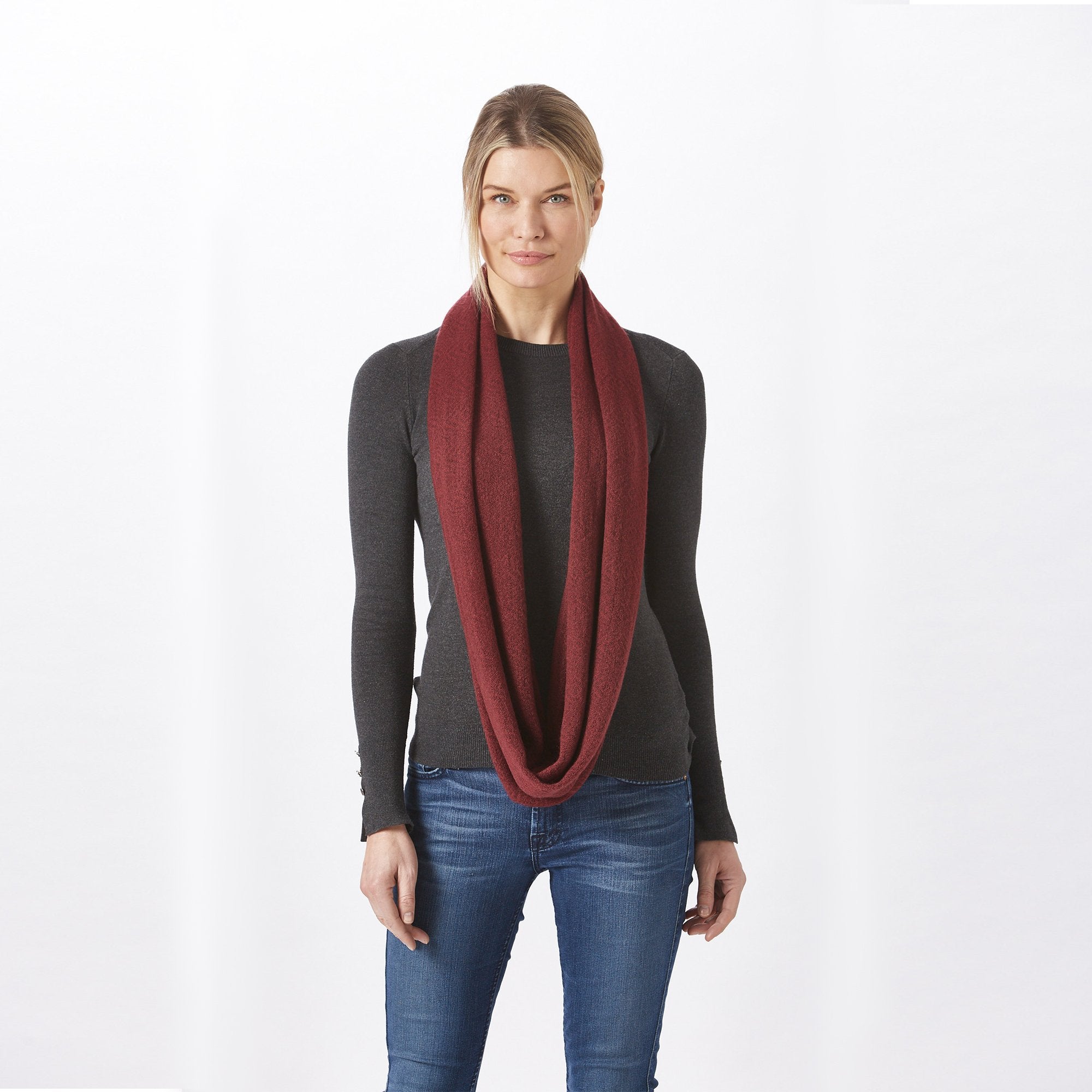 Handwoven Burgundy Infinity Scarf - FINAL SALE
