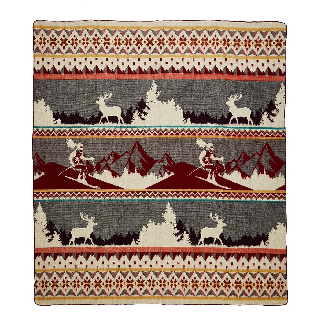 Artisan-Made Winter Blanket - Red Ski Adventure