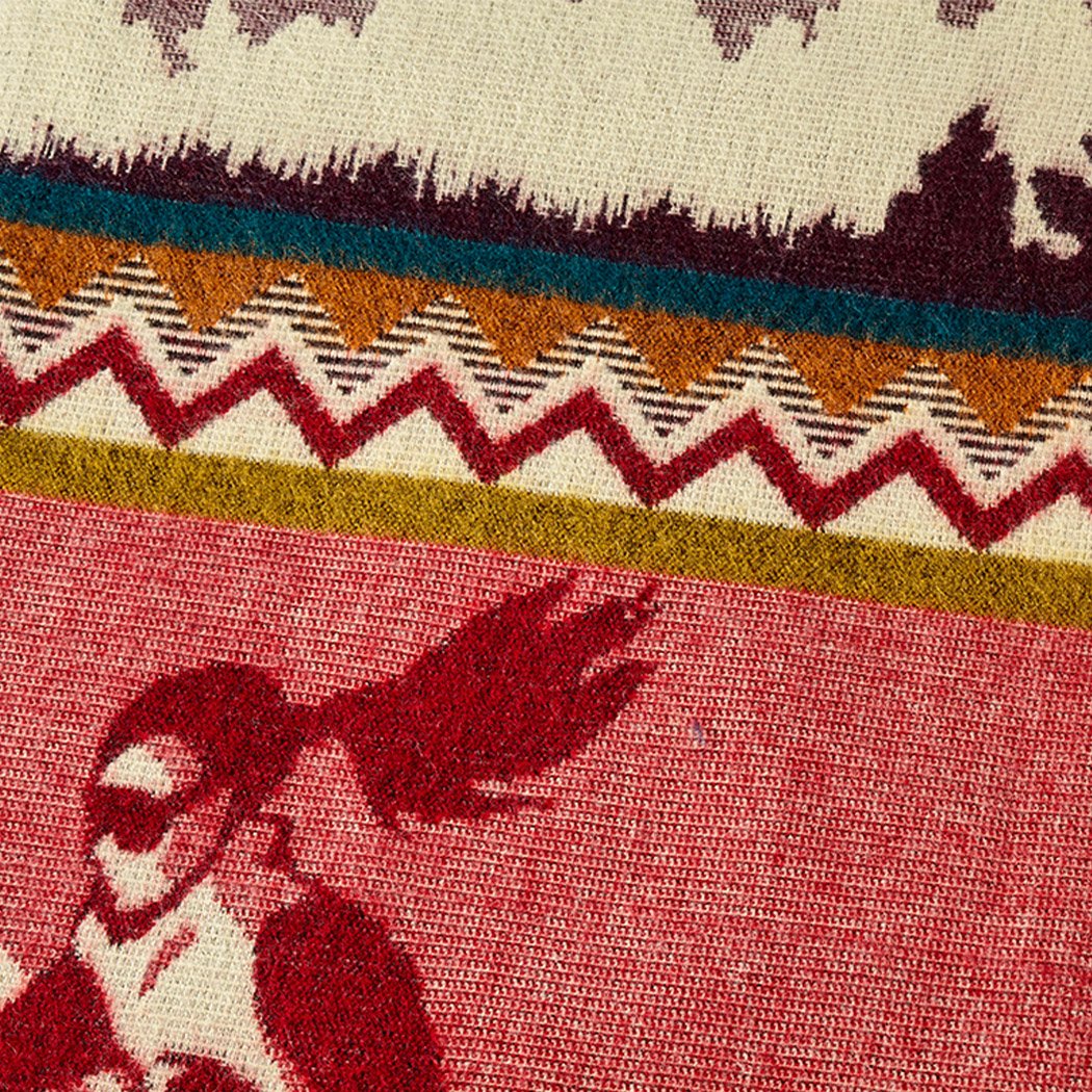 Artisan-Made Winter Blanket - Red Ski Adventure