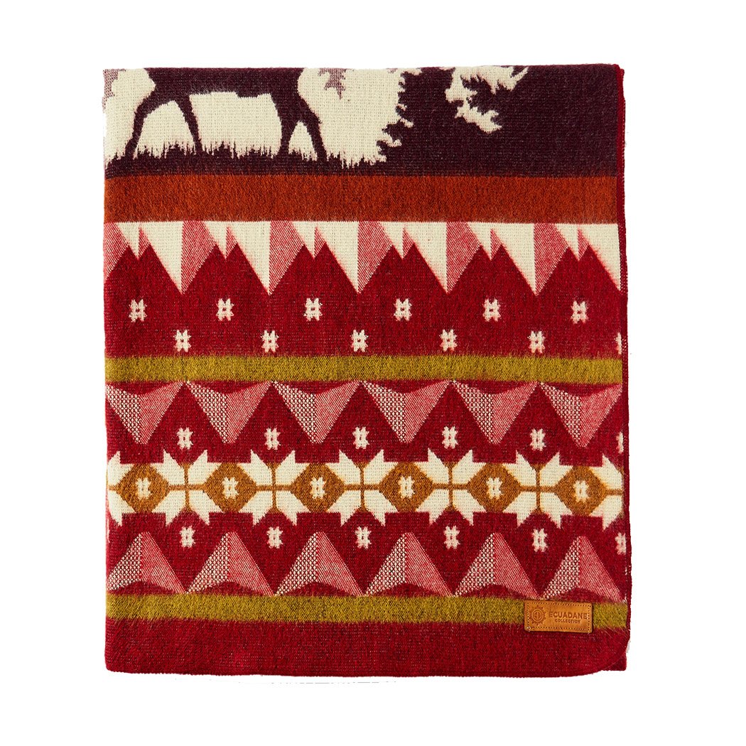 Artisan-Made Winter Blanket - Red Ski Adventure
