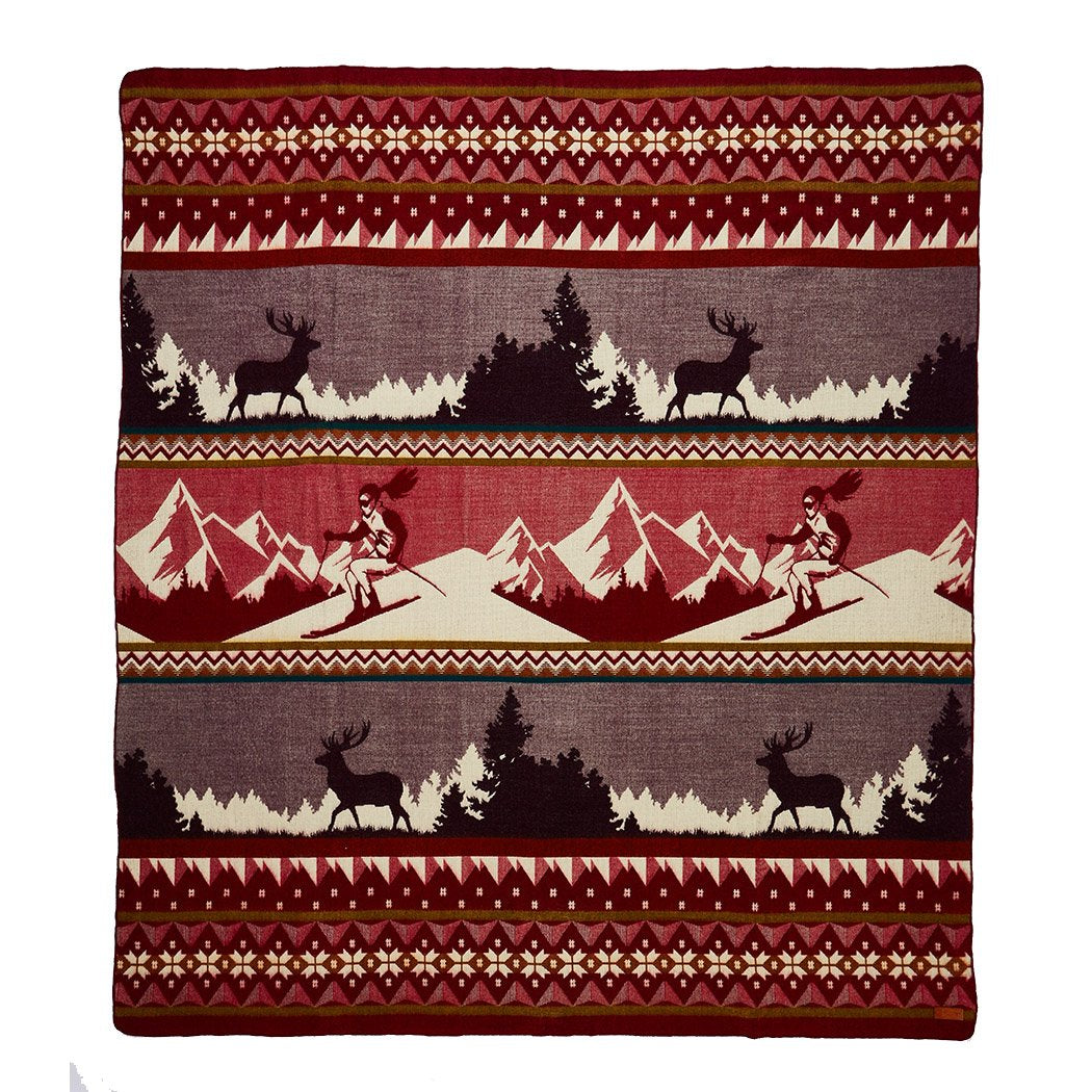 Artisan-Made Winter Blanket - Red Ski Adventure
