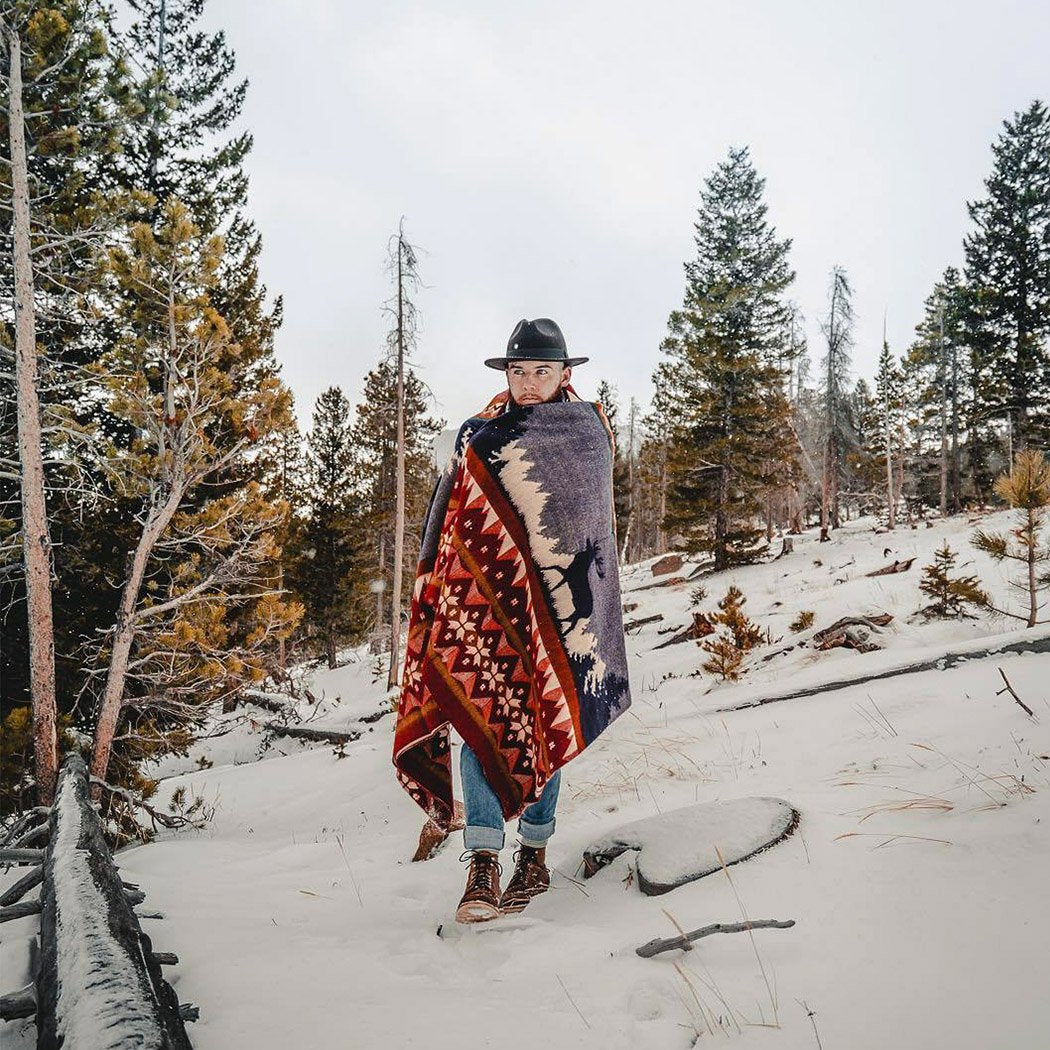 Artisan-Made Winter Blanket - Red Ski Adventure