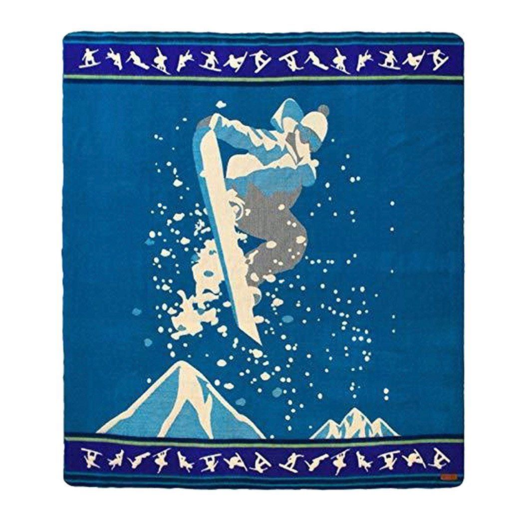 Queen-Size Winter Blanket - Shredding Snowboarder