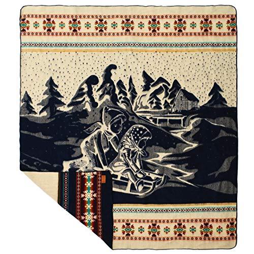 Artisan-Made Winter Blanket - Kids Sledding Adventure
