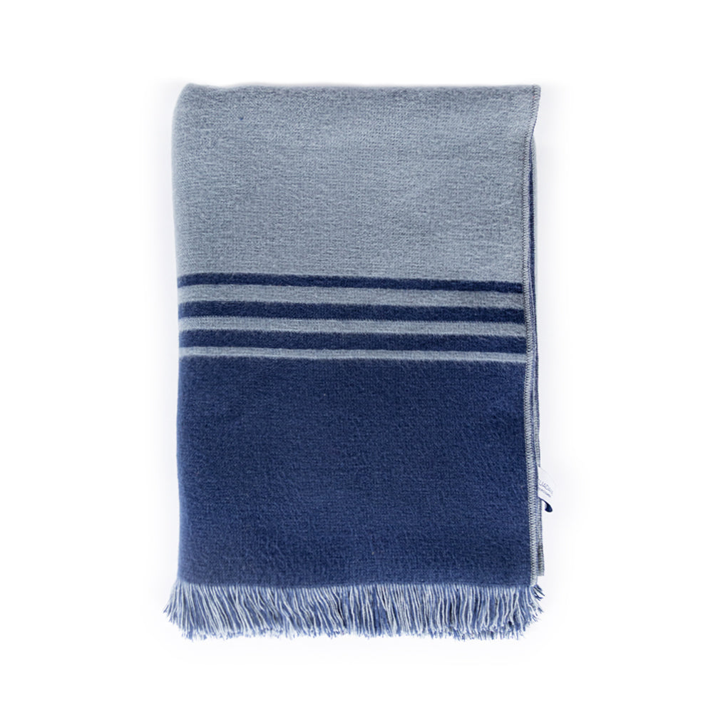 Stockholm - Blue and Gray Luxury Throw Blanket