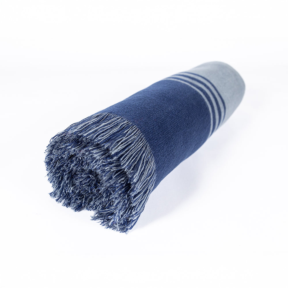 Stockholm - Blue and Gray Luxury Throw Blanket