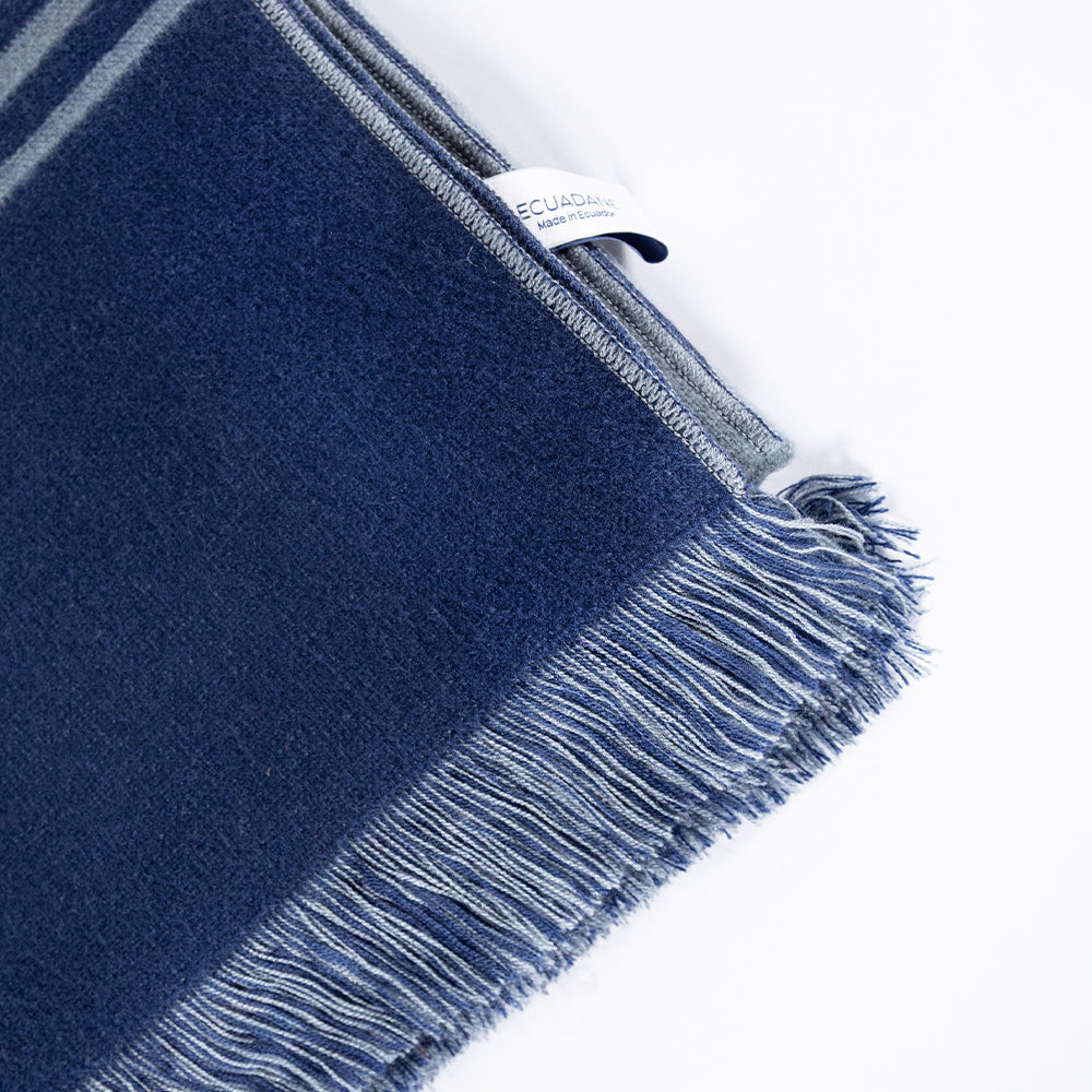 Stockholm - Blue and Gray Luxury Throw Blanket