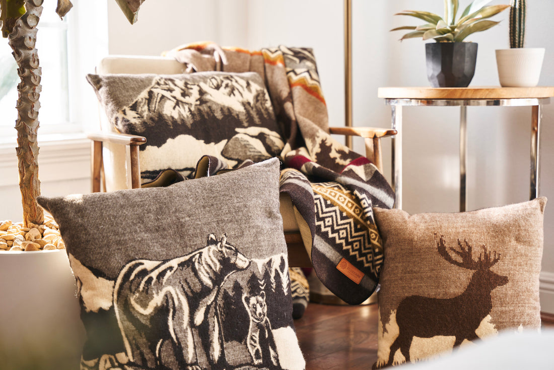 Artisan-Made Large Mountain Range Pillowcase with Southwestern Design