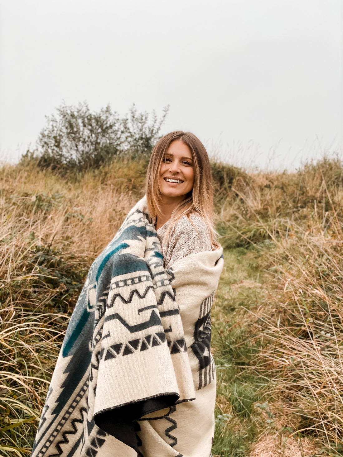 Artisan-Made Southwestern Blanket - Antisana Sky